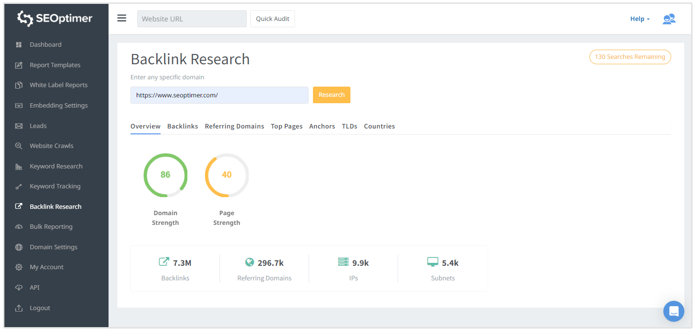 Modul für Backlink-Recherche